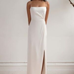 Jenny Yoo Lorena White Spaghetti Strap Dress